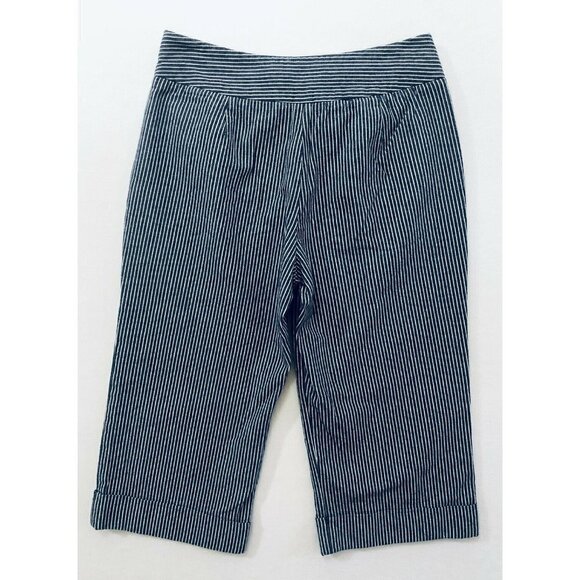 Sandro Sportswear Womens Size 10 Blue Striped Crop Cuffed Pants - Picture 3 of 5